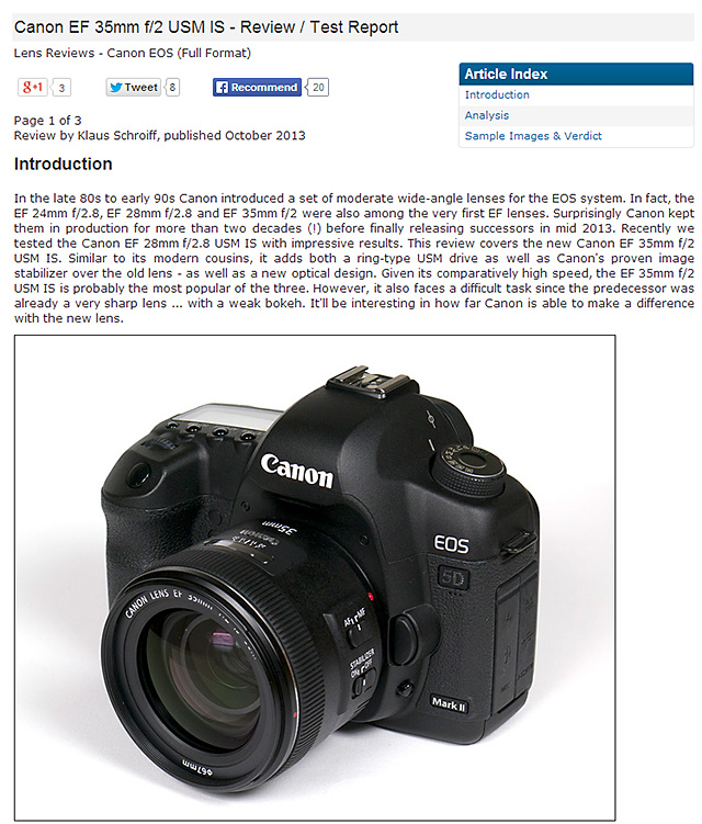 Canon EF35mm F2 IS USM レビュー「この良好なボケは非球面レンズを 