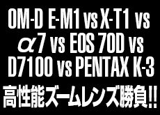 OM-D E-M1 vs X-T1 vs α7 vs EOS 70D vs D7100 vs PENTAX K-3！高性能標準ズームレンズ画質比較レビュー