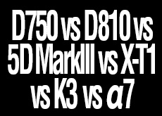 D750 vs D810 vs 5D MarkIII vs X-T1 vs K3 vs α7！ISO感度別対決！