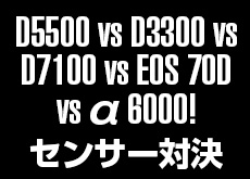D5500 vs D3300 vs D7100 vs EOS 70D vs α6000！センサー性能対決