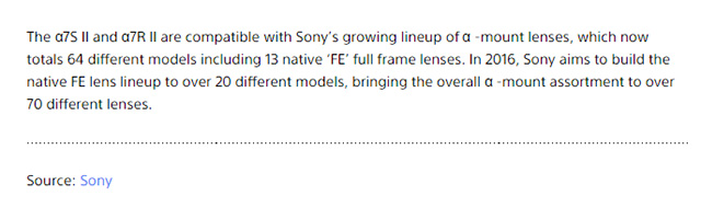 ソニーは2016年にFEレンズを8本以上リリースする模様。
