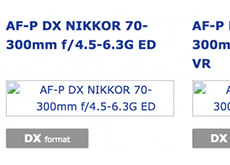 「AF-P DX NIKKOR 70-300mm f/4.5-6.3G ED」と「AF-P DX NIKKOR 70-300mm f/4.5-6.3G ED VR」