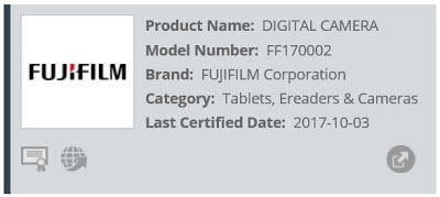 富士フイルムの未発表機コードネーム「FF170002」が海外の認証機関に登録された模様。