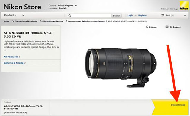 AF-S NIKKOR 80-400mm f/4.5-5.6G ED VR ディスコン