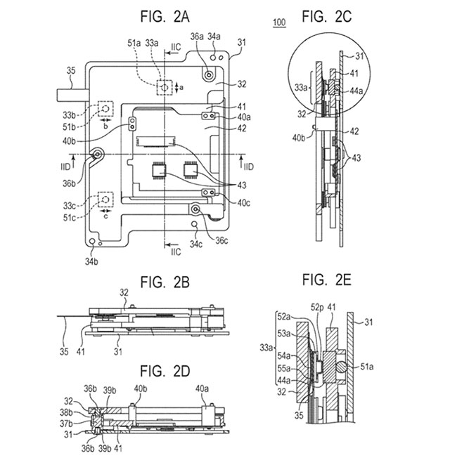 キヤノンのボディ内手ブレ補正システムの特許