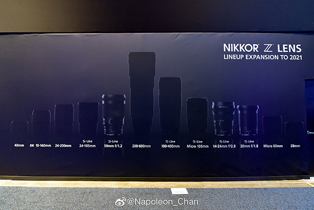 ニコンのCESブースで今後登場するNIKKOR Zレンズのシルエットが公開されている模様。