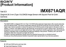 ソニーの4300万画素APS-Cセンサー「IMX671AQR」のスペックシート