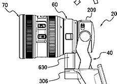 キヤノンのグリップ一体型レンズ交換式カメラの特許