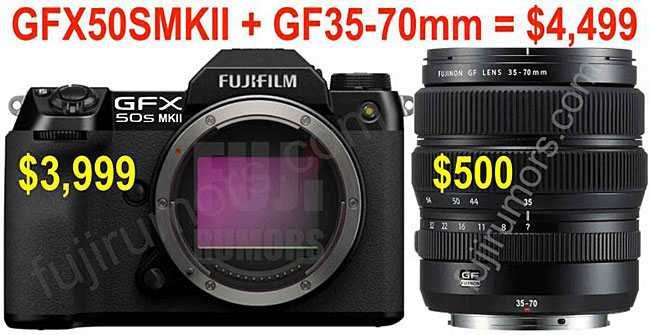 富士フイルム「GFX 50S MKII」と「GF35-70mm」のセット価格は4,499ドル！？