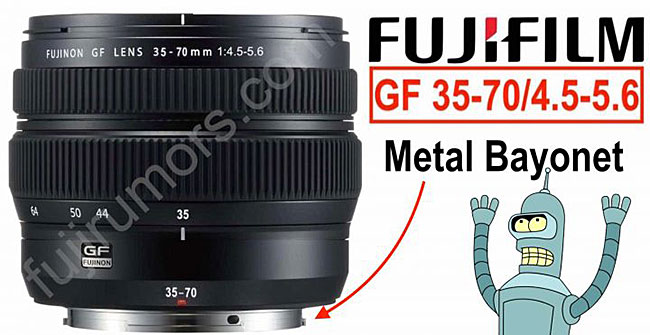  富士フイルムの新しいGFX用ズームレンズ「GF35-70mmF4.5-5.6」は、光沢のある金属製マウントを採用している！？