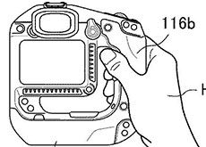 キヤノンの指を通して掴むための空洞があるグリップ一体型ミラーレスカメラの特許