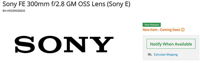 ソニーの「FE 300mm F2.8 GM OSS」は5月末に正式発表される！？