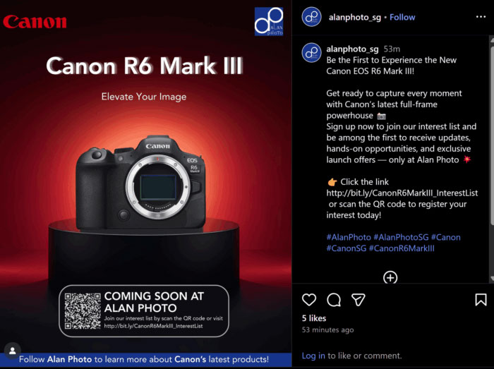 小売店が「EOS R6 Mark III」をフライング投稿していた模様。