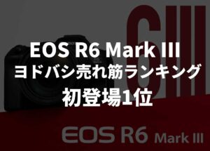 ヨドバシカメラの2025年11月下期ランキングで「EOS R6 Mark III」が初登場1位。レンズキットが6位にランクインした模様。
