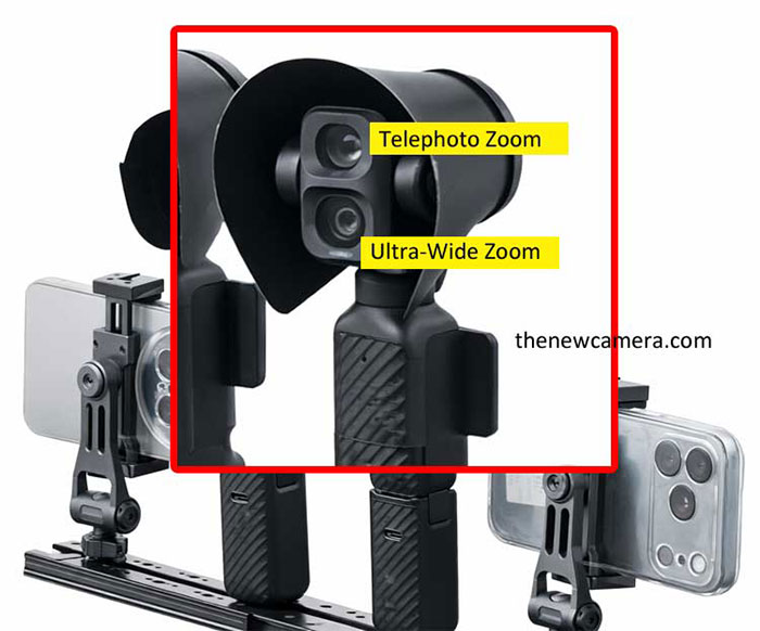 DJI「Osmo Pocket 4 Pro」鮮明リーク画像：デュアルカメラ構成が明確に。上が望遠、下が広角か