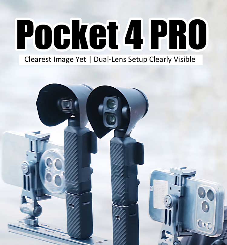 DJI「Osmo Pocket 4 Pro」鮮明リーク画像：デュアルカメラ構成が明確に。上が望遠、下が広角か