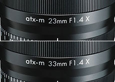 「atx-m 23mm F1.4 X」「atx-m 33mm F1.4 X」