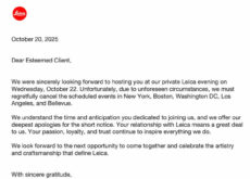 米国で今週予定されていたライカのイベントが「不測の事態」により全て中止になった模様。「ライカM EV1」発表への影響は?